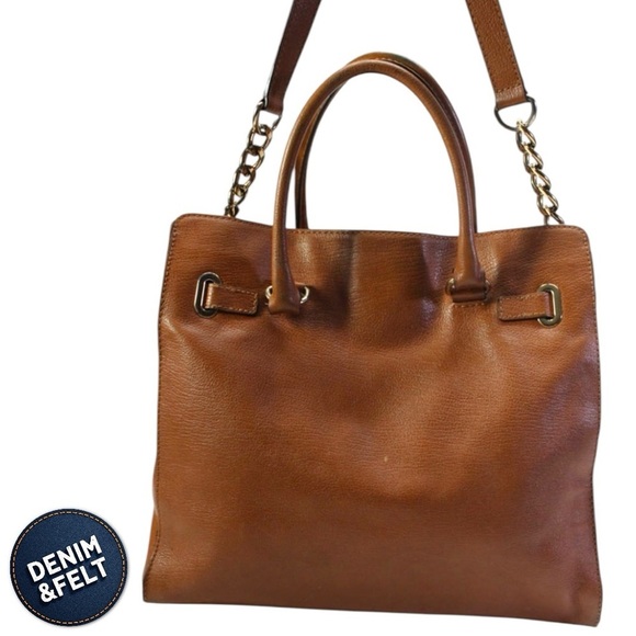 MICHAEL KORS HAMILTON GROMMET TAN/BROWN LEATHER SATCHEL SHOULDER HANDBAG | EUC🤎 - Picture 3 of 16